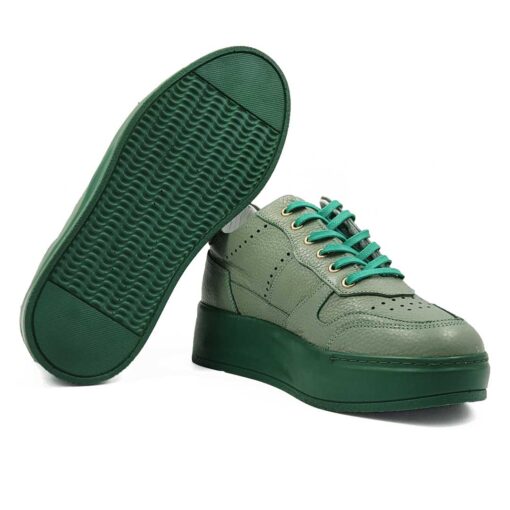 Plitke ženske patike cipele izradjene od prvoklasne zelene Boks kože.