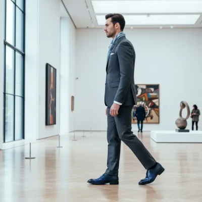 Oxford teget muške cipele sa zatvorenim pertlanjem. Savršena alternativa crnoj boji za poslovne i svečane događaje. Kvalitetna koža.