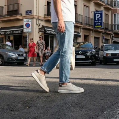 Bež muške elegantne patike donose autentičnu dubinu tona i prefinjenu teksturu. Model koji spaja estetiku i luksuznu završnu obradu za besprekoran stil.